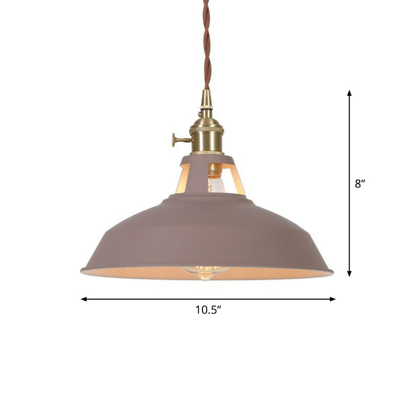 Barn Shaped Macaron Metal Pendant Light With Vent Design - 1-Light Suspension For Restaurants Khaki