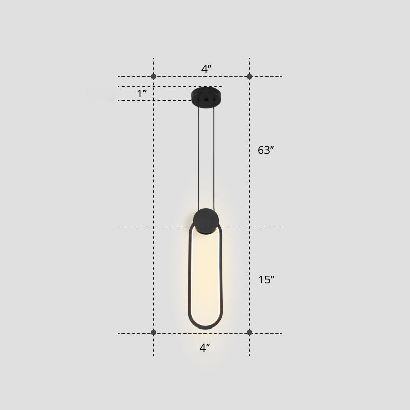 Nordic Led Suspension Light Fixture For Bedroom - Black Circular Hanging Lamp With Metallic Touch /