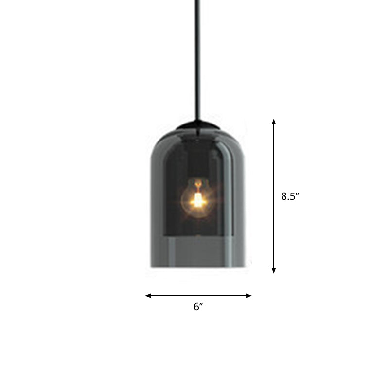 Nordic Style Dual Dome Bedside Pendant Light Fixture With Glass Shade And 1 Bulb