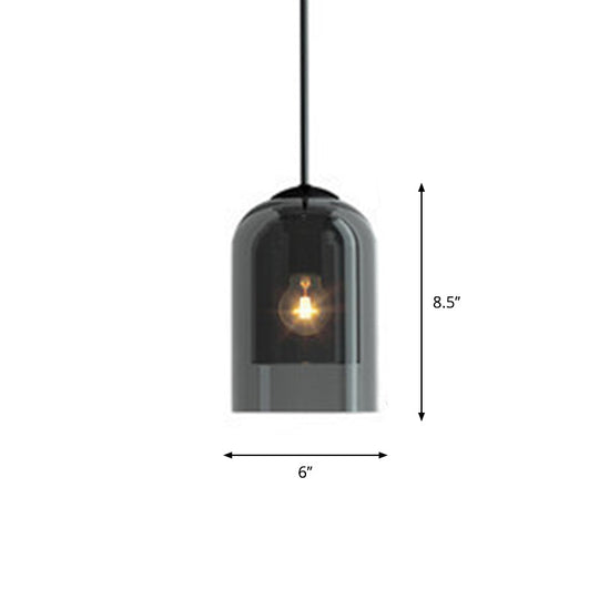 Nordic Style Dual Dome Bedside Pendant Light Fixture With Glass Shade And 1 Bulb