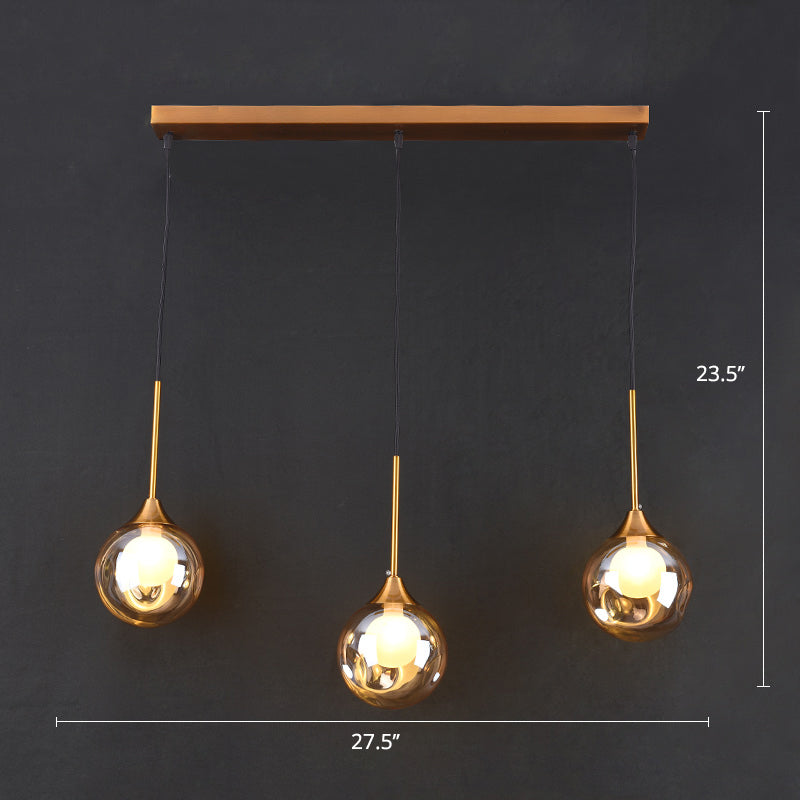 Minimalist Glass Pendant With 3-Head Down Lighting: Ideal For Dining Room And Multiple Hanging