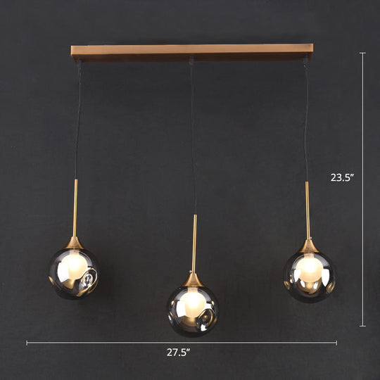 Minimalist Glass Pendant With 3-Head Down Lighting: Ideal For Dining Room And Multiple Hanging
