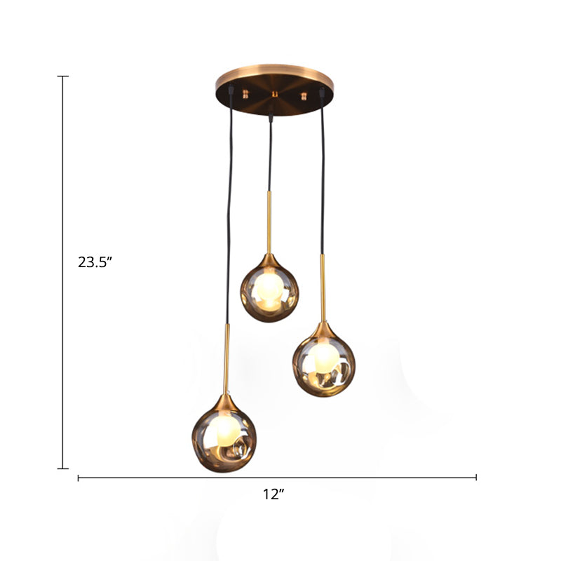 Minimalist Glass Pendant Light With 3-Head Design For Dining Room And Multiple Hanging Options
