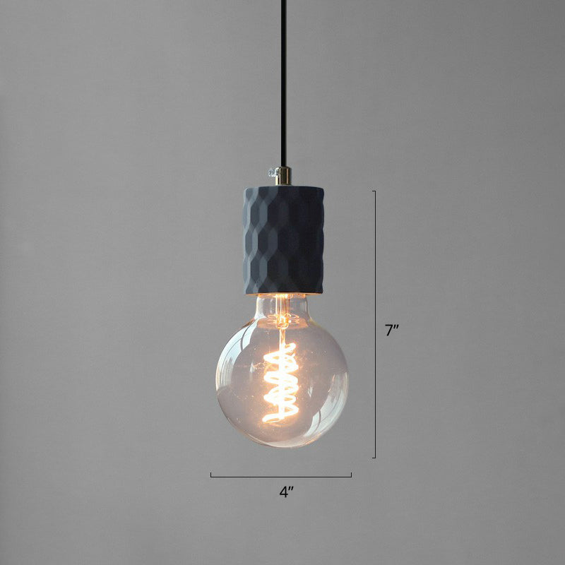 Cement Hanging Bare Bulb Pendant Light - Minimalist 1-Light Fixture For Restaurants Black / 4
