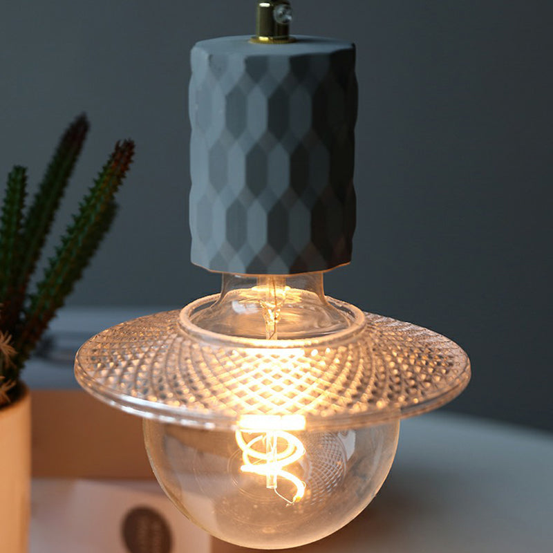 Cement Hanging Bare Bulb Pendant Light - Minimalist 1-Light Fixture For Restaurants