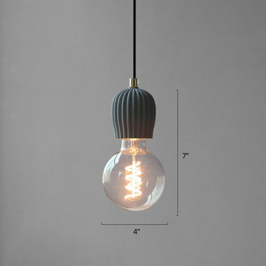 Cement Hanging Bare Bulb Pendant Light - Minimalist 1-Light Fixture For Restaurants Black / 4 Stripe