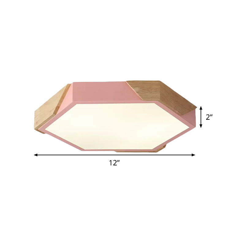 Nordic Style Led Flush Mount Lamp For Kindergarten Classroom Ceiling - Hexagon Design