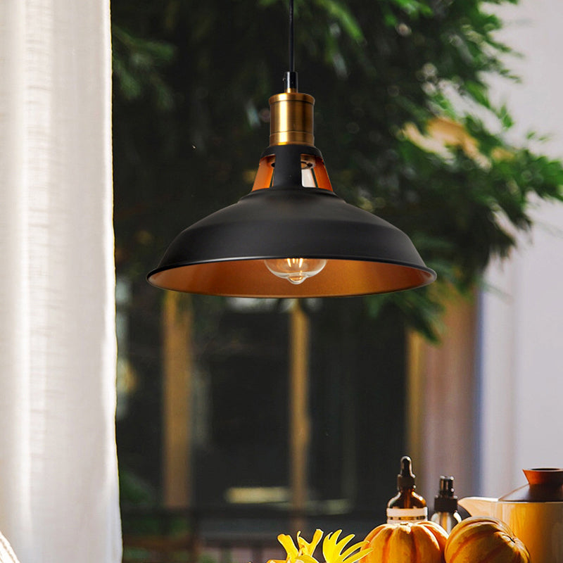 Iron Hanging Pendant Light Fixture For Restaurants - Single Ceiling Pot Cover Lamp