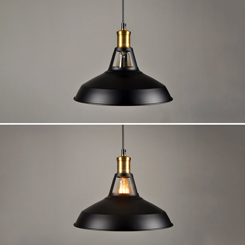 Iron Hanging Pendant Light Fixture For Restaurants - Single Ceiling Pot Cover Lamp