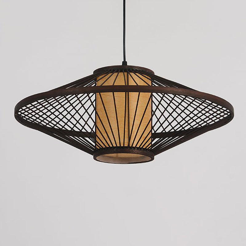 Bamboo Pendant Light: Chinese Style Coffee Cage Suspension 1-Light Fixture