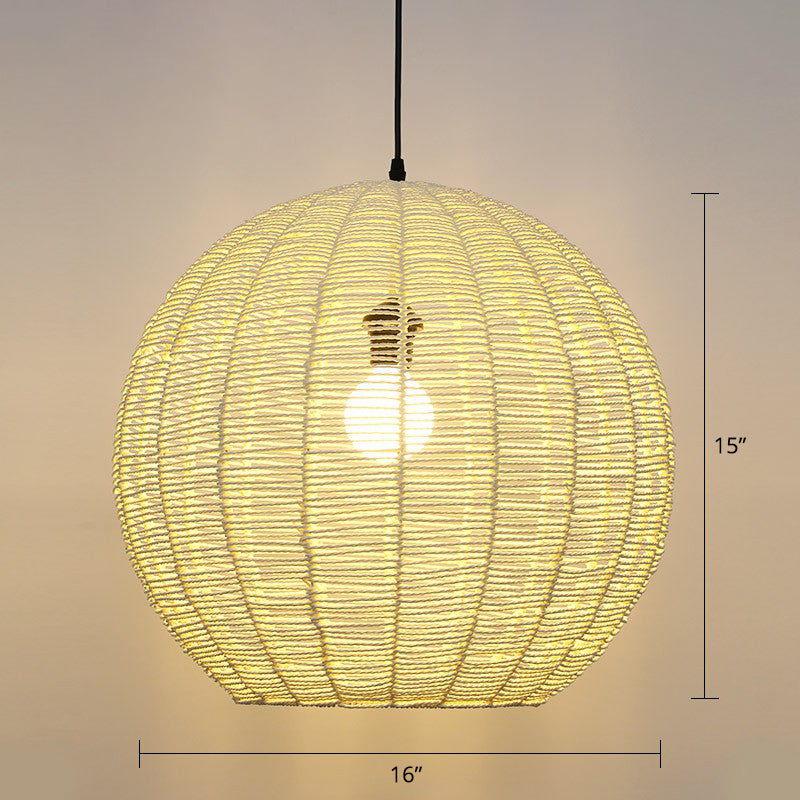 Minimalist Rattan Pendant Light For Restaurants - Sphere Shaped With 1 Head Yellow / 16