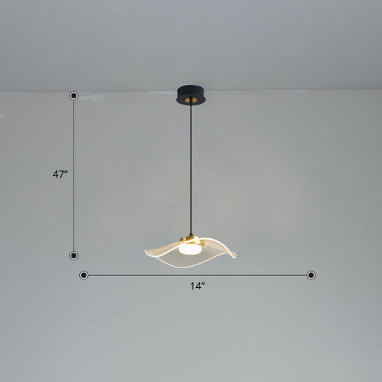 Sleek Led Pendulum Light: Ruffled Design Clear Acrylic Ideal For Dining Room / 14’ Third Gear