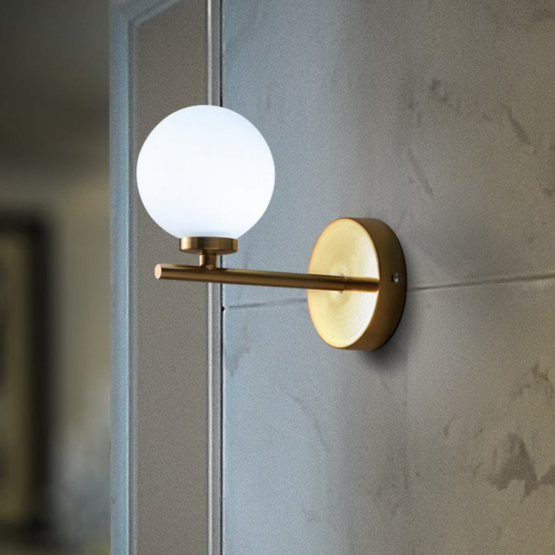 Ivory Glass Single Wall Sconce With Gold Finish For Bedroom - Simple And Elegant