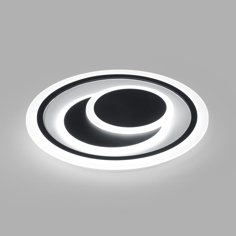 Minimalist Black Surface Mounted Led Ceiling Light For Bedroom - Disk Shape / 16.5