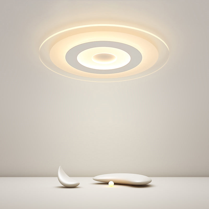 Sleek White Disc Foyer Flush Light With Acrylic Simplicity - Led Mount Ceiling Fixture / 16.5’