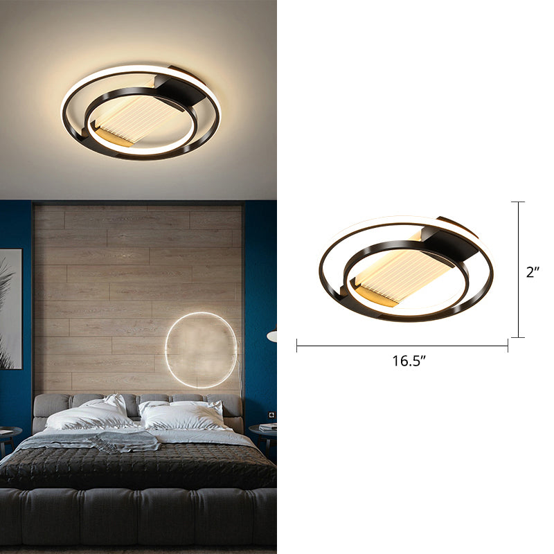 Halo Led Flush Ceiling Light In Black - Sleek Metallic Design Perfect For Bedrooms / 16.5 Third Gear