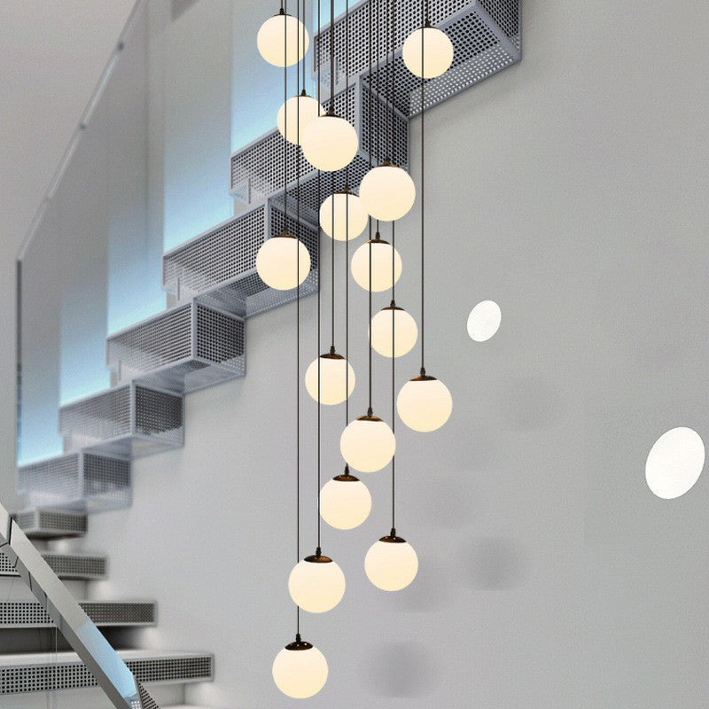 Black Globe Pendant Light Fixture With Cream Glass - Perfect For Stairs And Multiple Hanging Lights