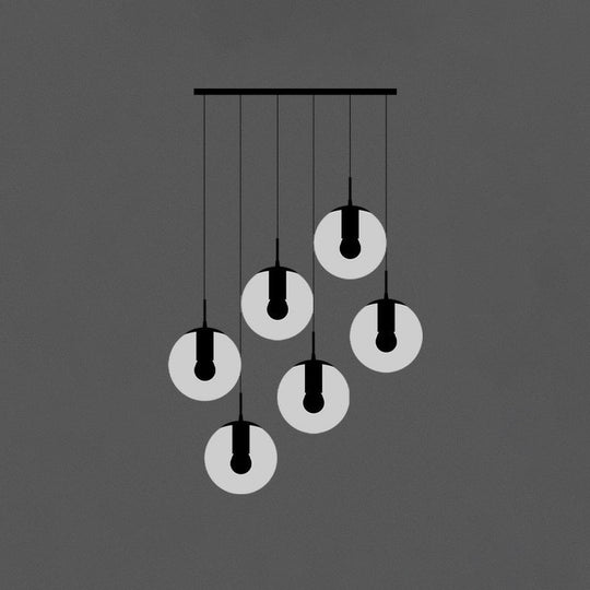 Minimalist Black Globe Pendant Light With Cream Glass - Ideal For Stairways 6 /