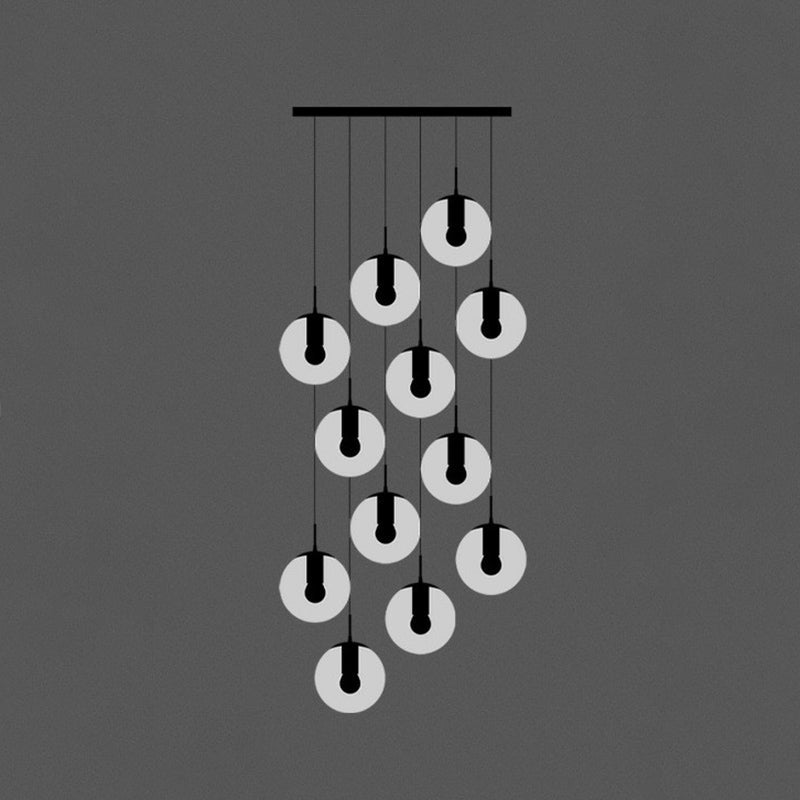 Black Globe Pendant Light Fixture With Cream Glass - Perfect For Stairs And Multiple Hanging Lights