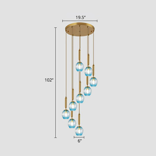 Postmodern Ombre Glass Ceiling Pendant Light For Living Room 9 / Blue