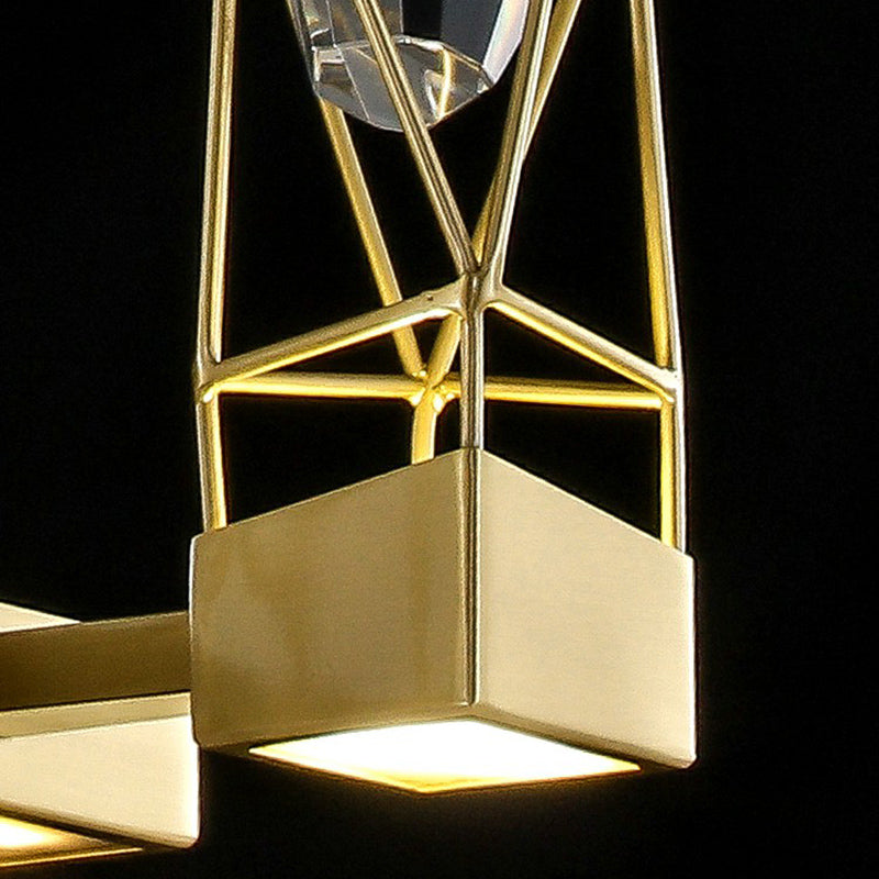 Modern Brass Wall Sconce With Crystal Rock Deco Metal Light Fixture