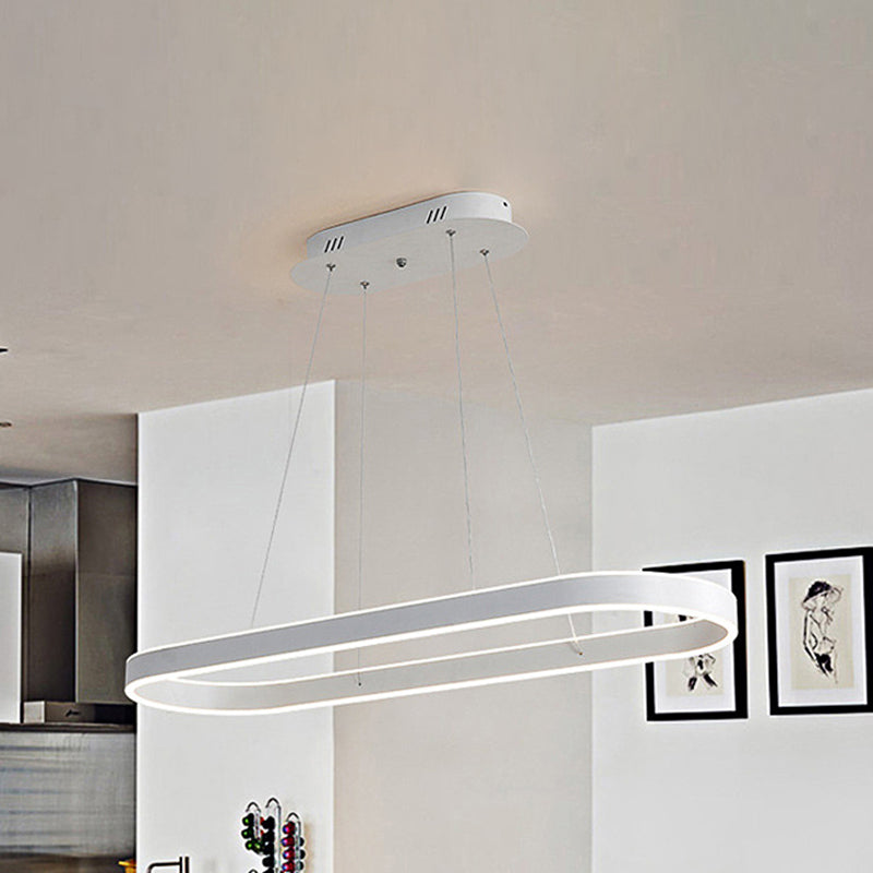 Minimalist Oval Led Ceiling Light In Gold/White - 31.5/39/47 Width Warm/White For Island White /