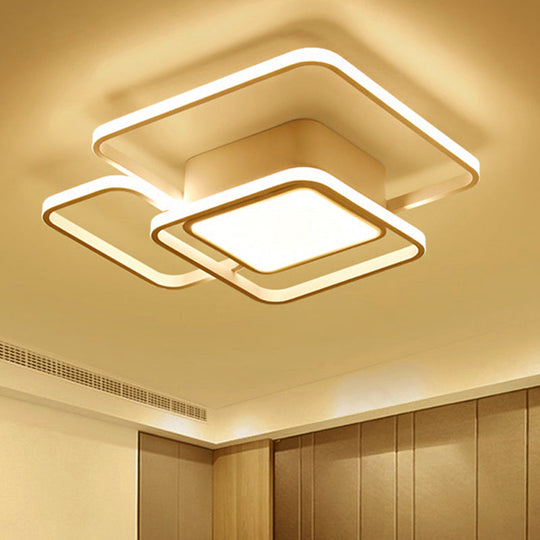 Modern Led Acrylic Ceiling Light - Square And Block Design 18’/21.5’/25.5’ Wide Flush Mount