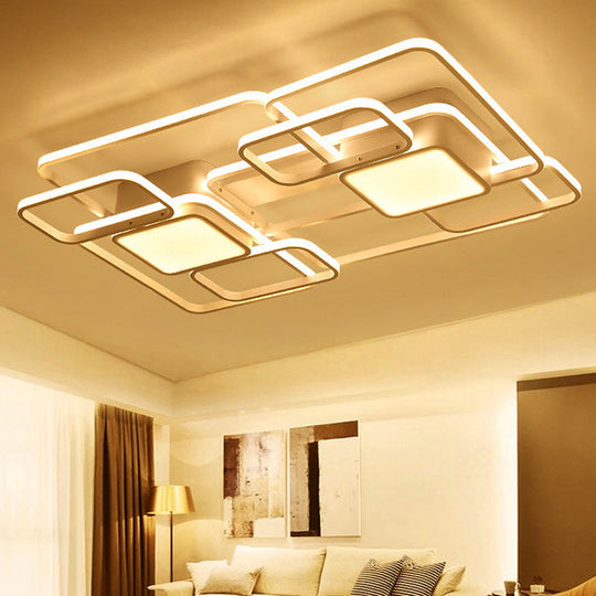 Modern Led Acrylic Ceiling Light - Square And Block Design 18’/21.5’/25.5’ Wide Flush Mount