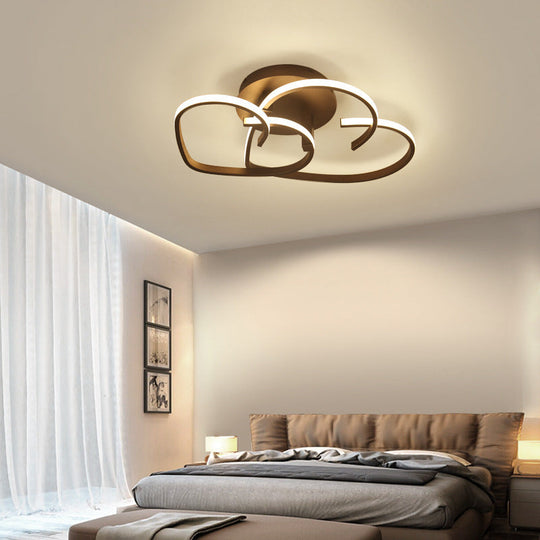A Radiant Expression Of Love: Modern 2-Light Led Semi-Flush Mount Ceiling Light In The Shape A