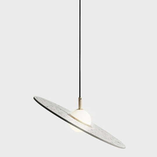 Terrazzo Disc Single-Bulb Pendant Light: Minimalistic Ceiling Suspension For Table