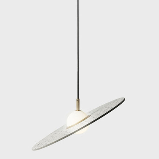 Minimalist Terrazzo Disc Suspension Ceiling Pendant Light White