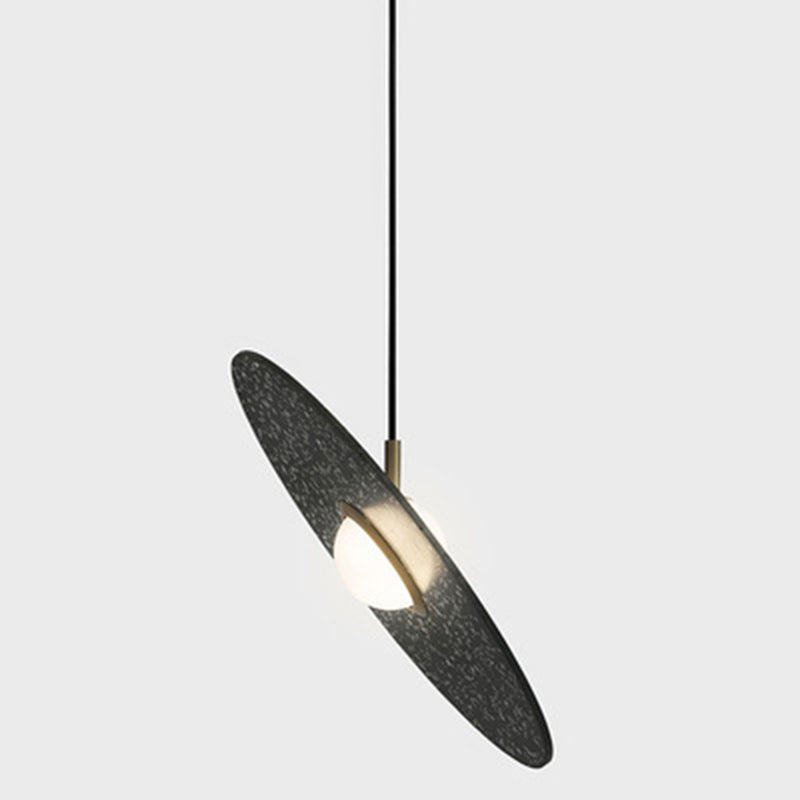 Minimalist Terrazzo Disc Suspension Ceiling Pendant Light Black