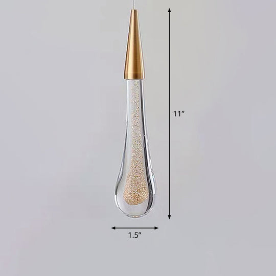 Clear Crystal Glass Suspension Pendant Light In Gold - Decorative Waterdrop Design Perfect For