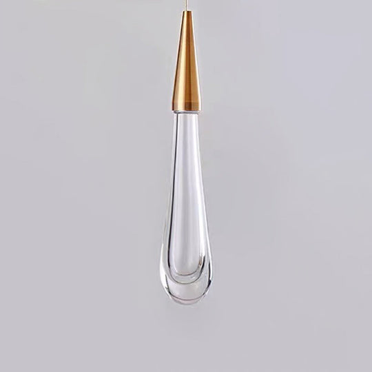 Clear Crystal Glass Suspension Pendant Light In Gold - Decorative Waterdrop Design Perfect For