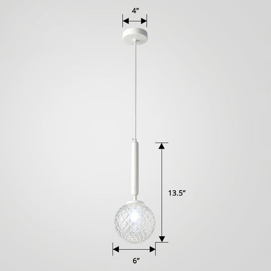 Simple Style Glass Ball Pendant Lamp For Bedroom - 1-Light Suspension Lighting