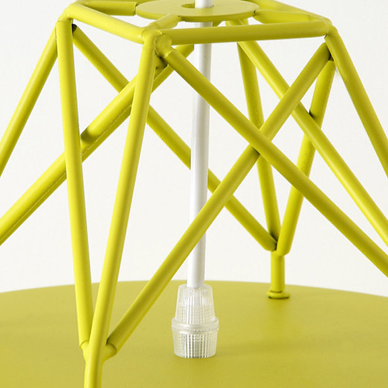 Tapered Macaron Pendant Ceiling Lamp - Metal Single-Bulb Suspension Fixture For Cafes