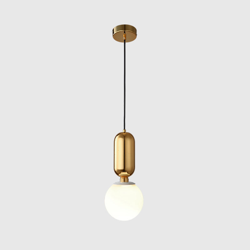 Milky Glass Ball Pendant Lamp - Simplicity 1-Bulb Lighting Fixture For Living Room Gold / 6.5
