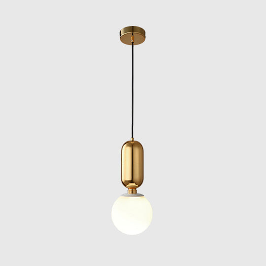Milky Glass Ball Pendant Lamp - Simplicity 1-Bulb Lighting Fixture For Living Room Gold / 6.5