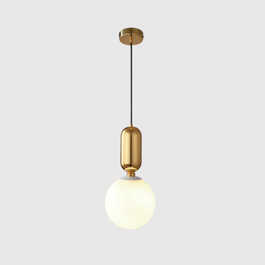 Milky Glass Ball Pendant Lamp - Simplicity 1-Bulb Lighting Fixture For Living Room Gold / 8