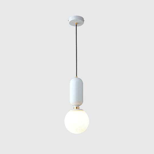 Milky Glass Ball Pendant Lamp - Simplicity 1-Bulb Lighting Fixture For Living Room White / 6.5