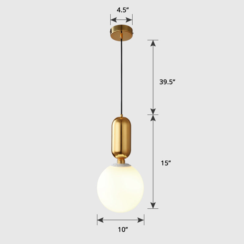 Milky Glass Ball Pendant Lamp - Simplicity 1-Bulb Lighting Fixture For Living Room