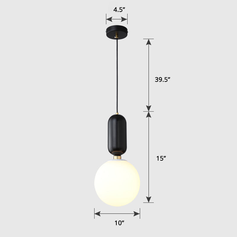 Milky Glass Ball Pendant Lamp - Simplicity 1-Bulb Lighting Fixture For Living Room
