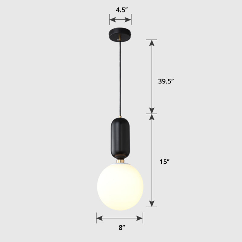 Milky Glass Ball Pendant Lamp - Simplicity 1-Bulb Lighting Fixture For Living Room