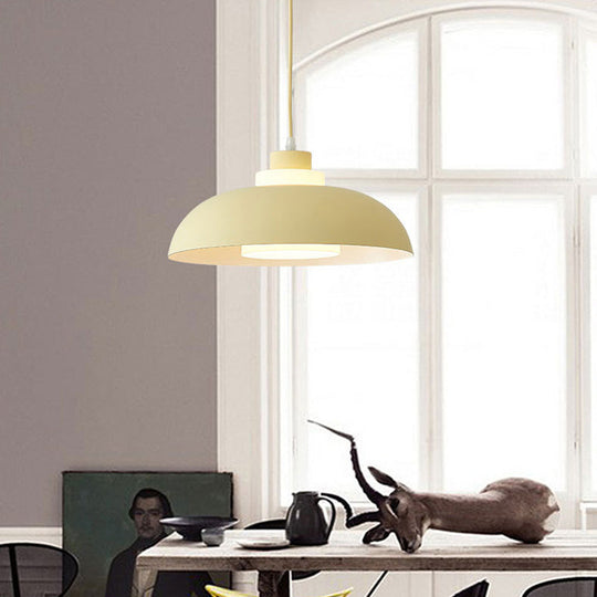 Macaron Single-Bulb Aluminum Ceiling Pendant Light With Acrylic Shade