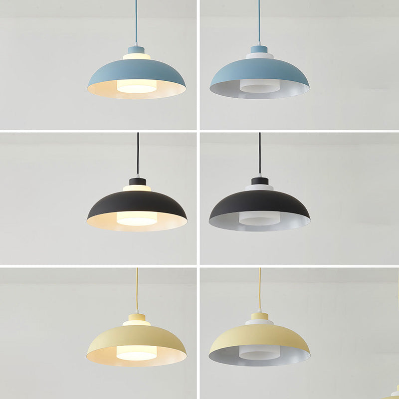 Macaron Aluminum Pendant Lamp: Stylish Single-Bulb Ceiling Hang Light With Acrylic Shade