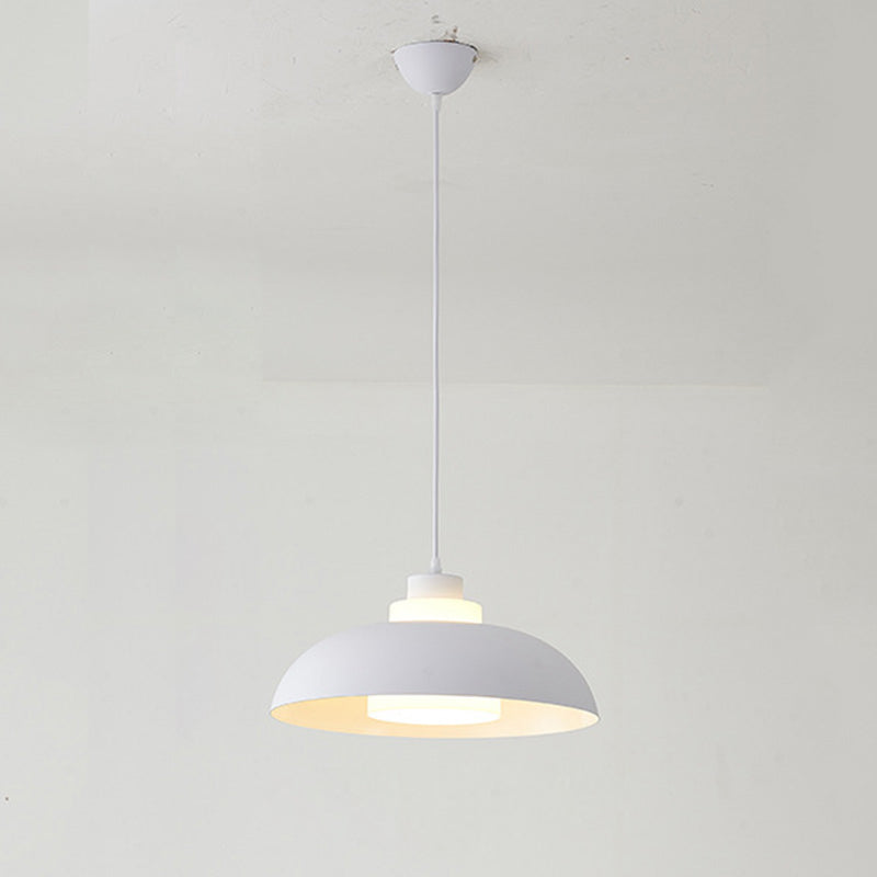 Macaron Aluminum Pendant Lamp: Stylish Single-Bulb Ceiling Hang Light With Acrylic Shade White / 14