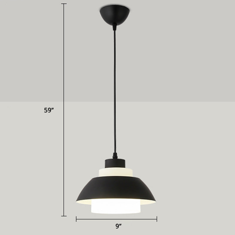 Macaron Single-Bulb Aluminum Ceiling Pendant Light With Acrylic Shade