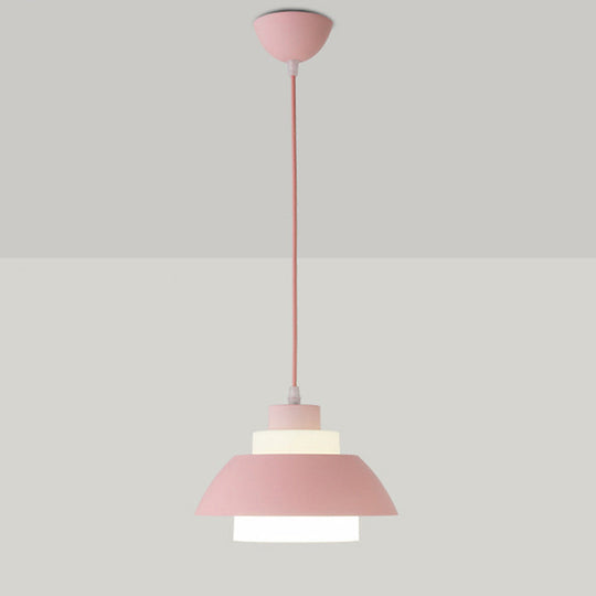 Macaron Aluminum Pendant Lamp: Stylish Single-Bulb Ceiling Hang Light With Acrylic Shade Pink / 9