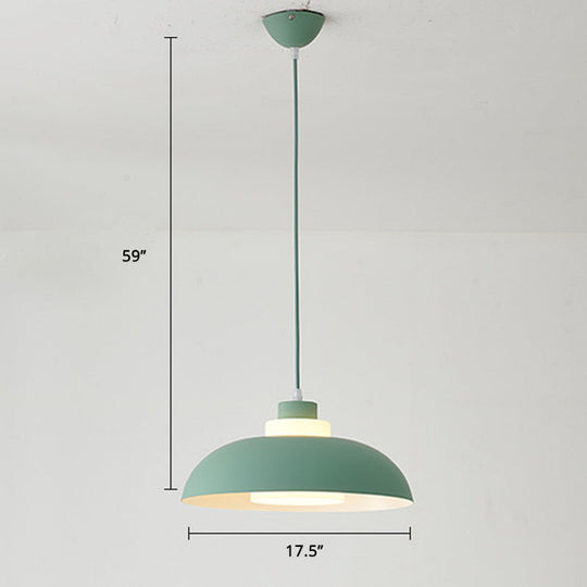 Macaron Single-Bulb Aluminum Ceiling Pendant Light With Acrylic Shade