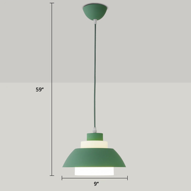 Macaron Aluminum Pendant Lamp: Stylish Single-Bulb Ceiling Hang Light With Acrylic Shade